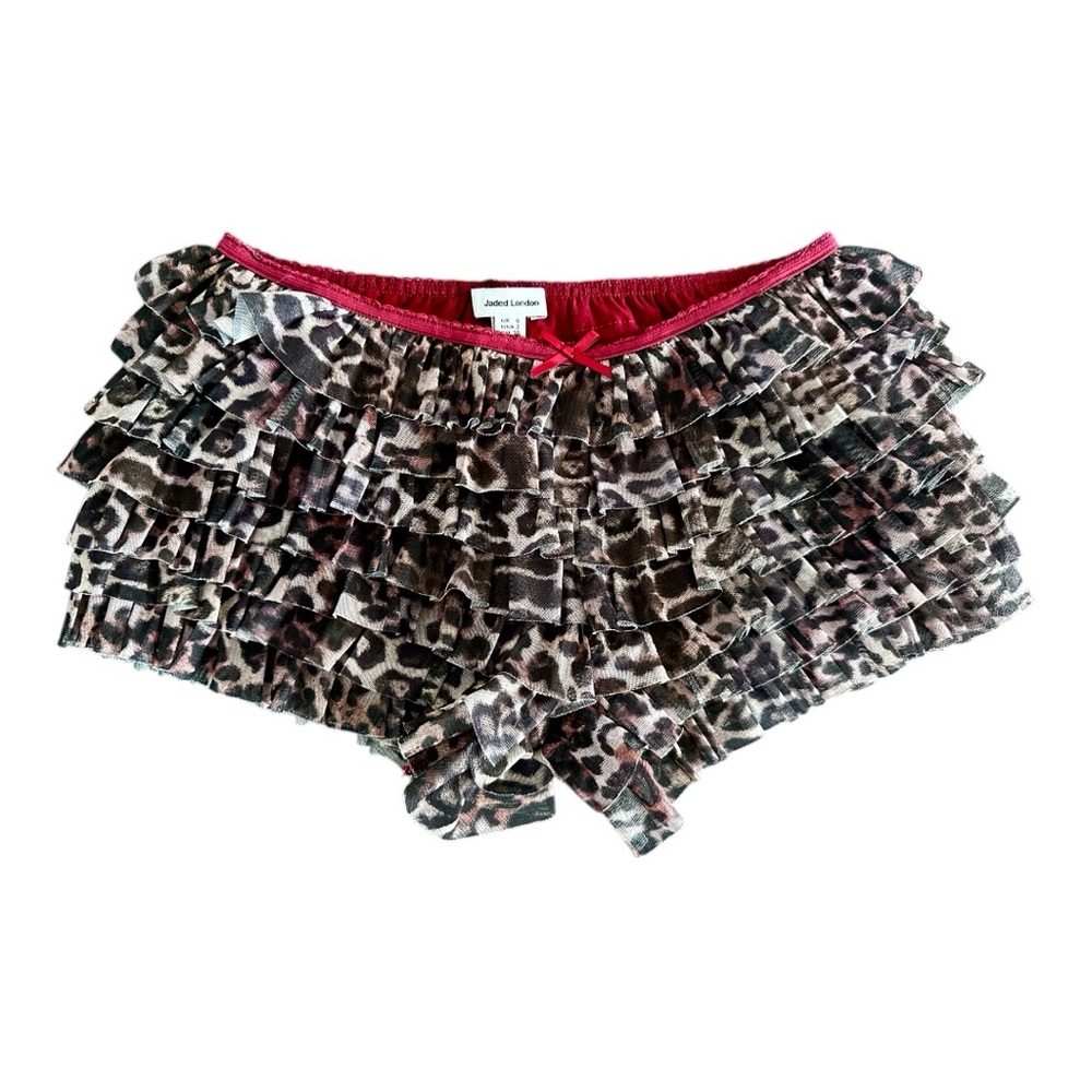 Jaded London Leopard Ruffled Micro Shorts